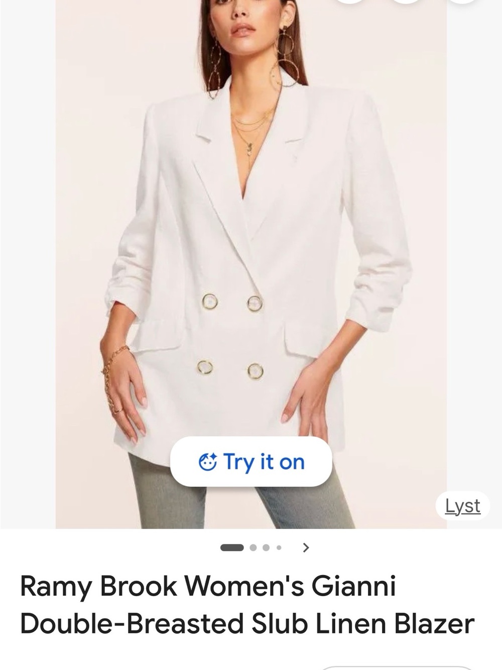Ramy Brook Gianni Double-Breasted Linen blend Blazer sz 10